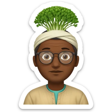 Half moroccan man with a fennel on his head and glasses on sticker