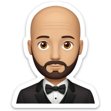 bald headed brown eyes groom with dark beard sticker