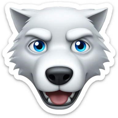Angry white wolf with blue eyes sticker