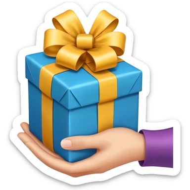 one hand extending a gift, simple, clear, no text sticker
