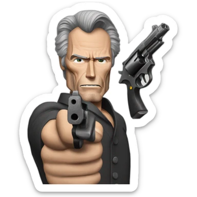 Clint Eastwood simulates a gun with the hand sticker