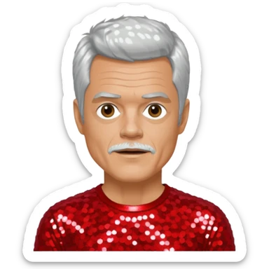 Johnny Knoxville from Jackass with silver hair, red sequin outfit sticker