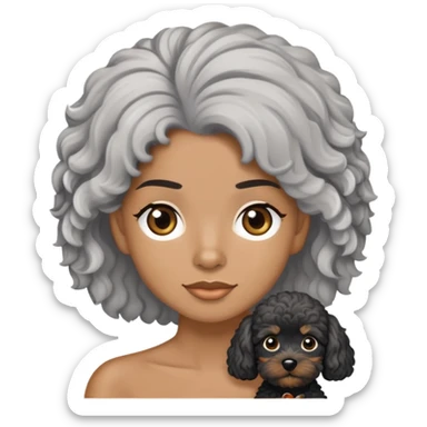 Salt and pepper hair 34 year old with black cavapoo sticker