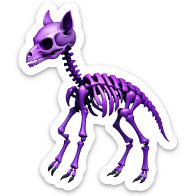 A black and purple gradient epic shiny cool edgy skeletal animal, full body sticker