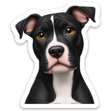 black tri pitbull with cropped ears sticker