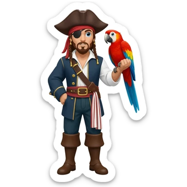 pirate and parrot sticker