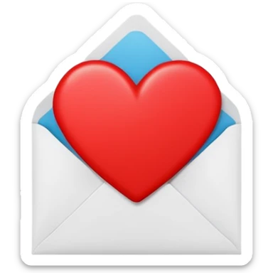 white envelope with a red heart sticker in the center, smooth and clean, minimal details, bright and saturated colors, glossy highlight


 sticker