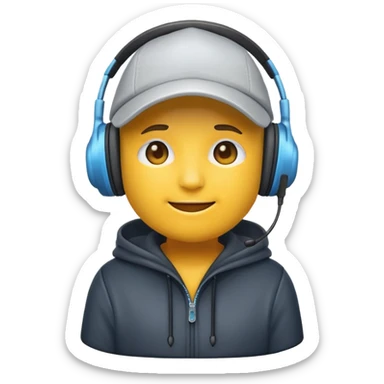 an emoji with a headset is a hood is a cap sticker