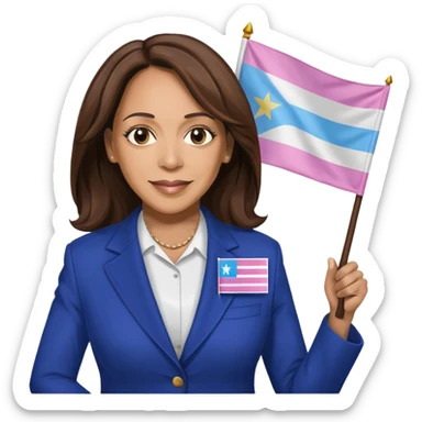 Kamala Harris with a Transgender flag sticker