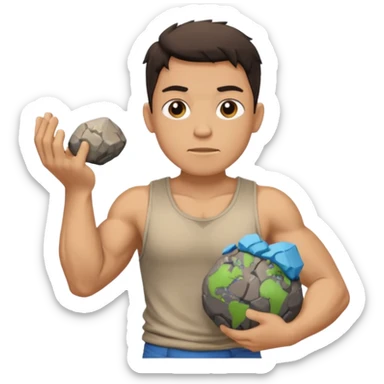 Atlas the greek god with a boulder and shirt With hole sticker