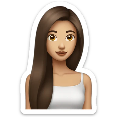 Fille cheveux lisse long brune raie au milieuyeux marron sticker