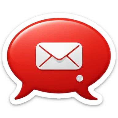 Minimal design featuring a red speech bubble that contains a white play button. On a white background, no text. Suggests intelligent conversation about video content. Clean, modern and tech-oriented sticker