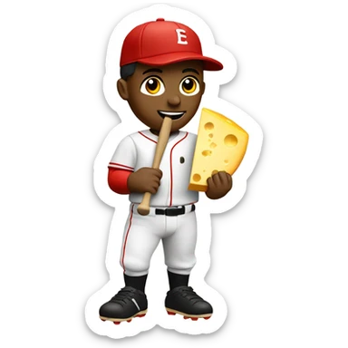 Baseball player with cheese and red hat sticker