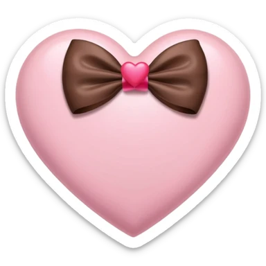 Soft pink heart with a soft brown bow ay the middle sticker