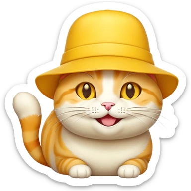 Cheese cat wearing a yellow hat sticker