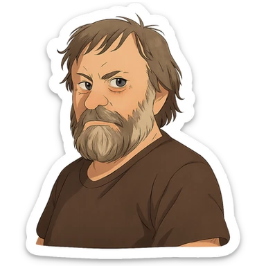 ghibli style portrait of Slavoj Žižek, no background sticker