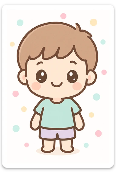 happy boy, kawaii style sticker