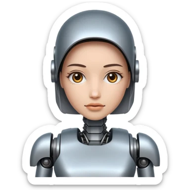 half robot cop woman sticker