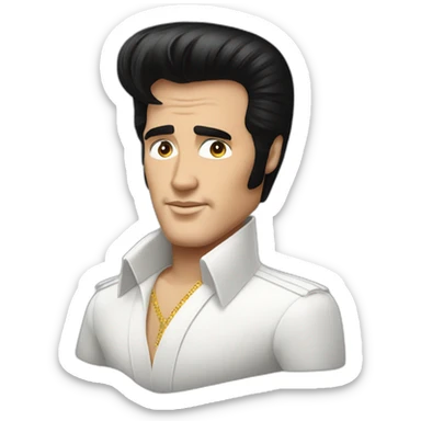Elvis impersonator with extremely massive Elvis Presley haircut sticker
