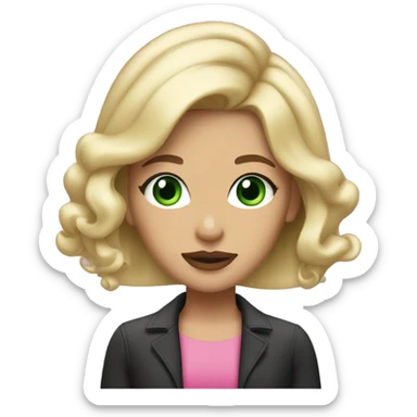 long blonde hair green eyes pretty girl big pink lips  haircut  sticker