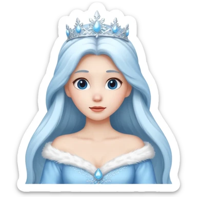 snow princess with long hair wearing snow chirsmas clothes looking at the front sticker