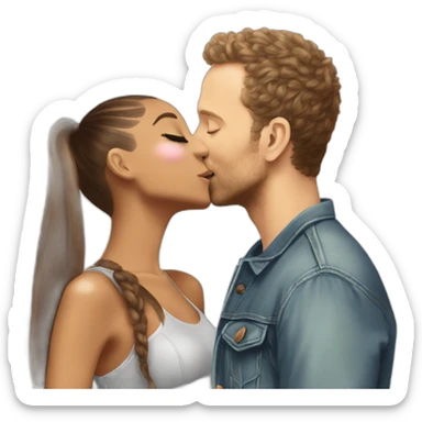 Ariana Grande kisses Coldplay sticker
