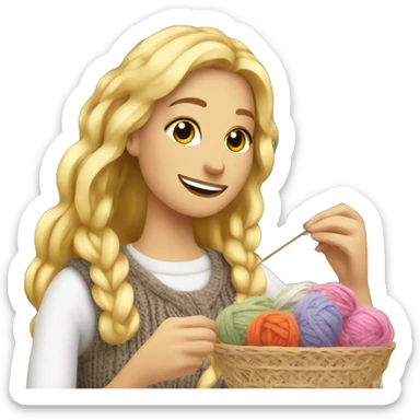 beautiful finnish blonde woman knitting flowers sticker