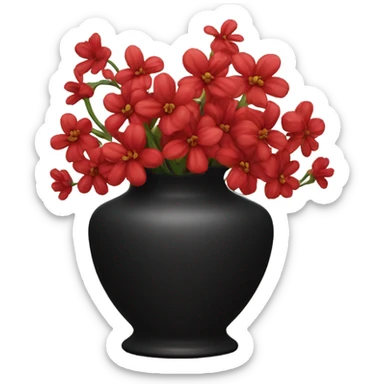 Black vase with red flowers sticker