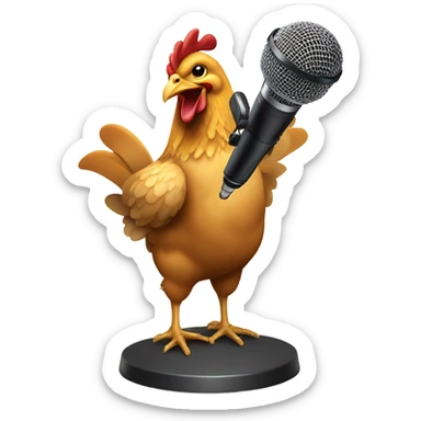 A chicken singing karaoke  sticker