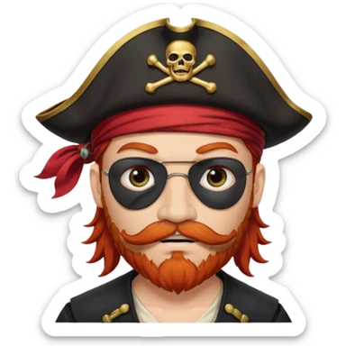 red headed pirate with mustache and eyepatch  sticker