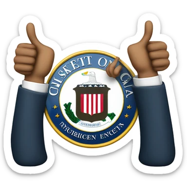 Cia logo saying cia inside. 2 arms the one holding glasses over the middle of the logo and the other gives a thumbs up  sticker