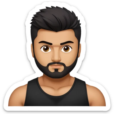 ipretty bratz emoji of arjun kapoor wearing a black tee, muscular sticker