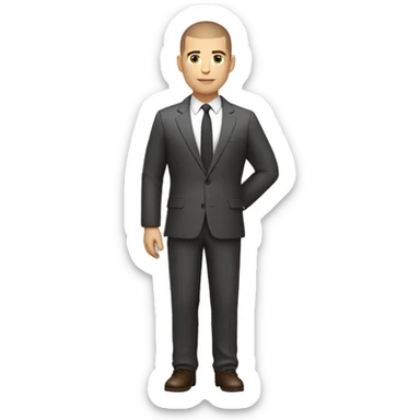 business man as hero brown buzz cut hair white skin full body no glasses jacket no tie sticker