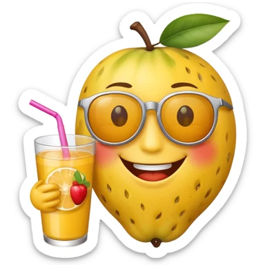 emoticon holding a fruit drink sticker