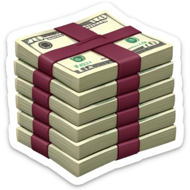 You have to make it look like the money is folded in half and there's a lot of it, these are $100 bills and they don't have a bow but a burgundy rubber band for the money. sticker