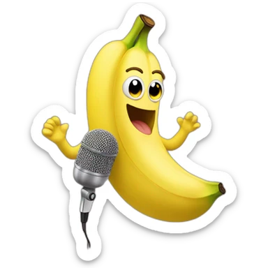 Banana singing with microphone sticker