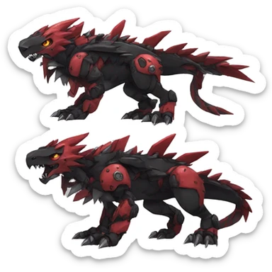  Cool Edgy Black Red Digimon-Fakemon-Garurumon full body sticker