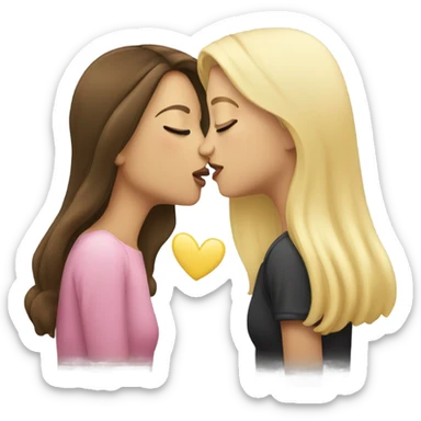 Brunette girl kiss blonde girl sticker