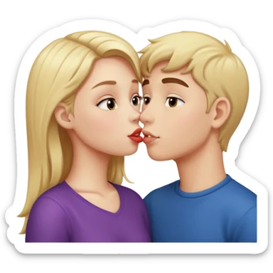 girl kissing a boy  sticker