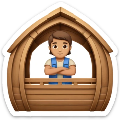 Noah building a large wooden boat ark sticker