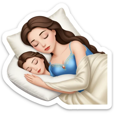 sleeping beauty brunette white girl with a silk pillow sticker