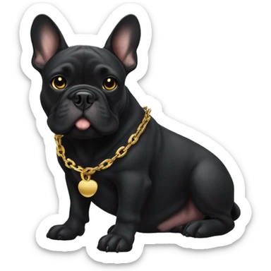 Black French bull dog with a gold chain sticker