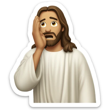 Jesus slapping his head in disbelief  sticker