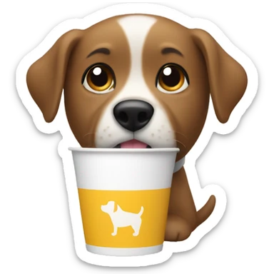 Dog drinking pup cup sticker