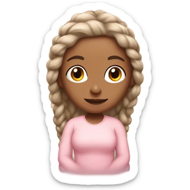 spanish yoga girl light pink clothes and with the hair in a braid  sticker