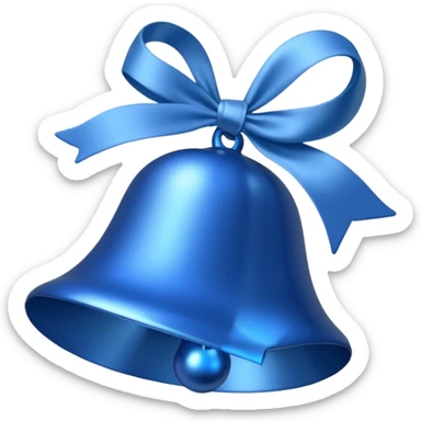 blue christmas bell with white ribbon sticker