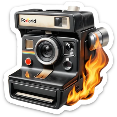 Polaroid camera printing a burnt photo. sticker