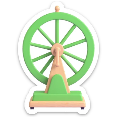 A 3D cartoon-style spinning wheel with alternating green and white sections sticker