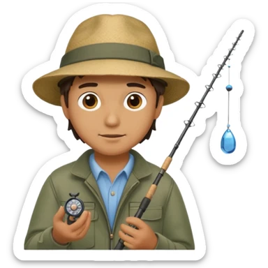 man casting a fishing rod sticker