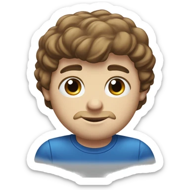 A head and shoulders shot of a 31 year old white man, with short brown hair,   with blue eyes wearing a t-shirt. sticker